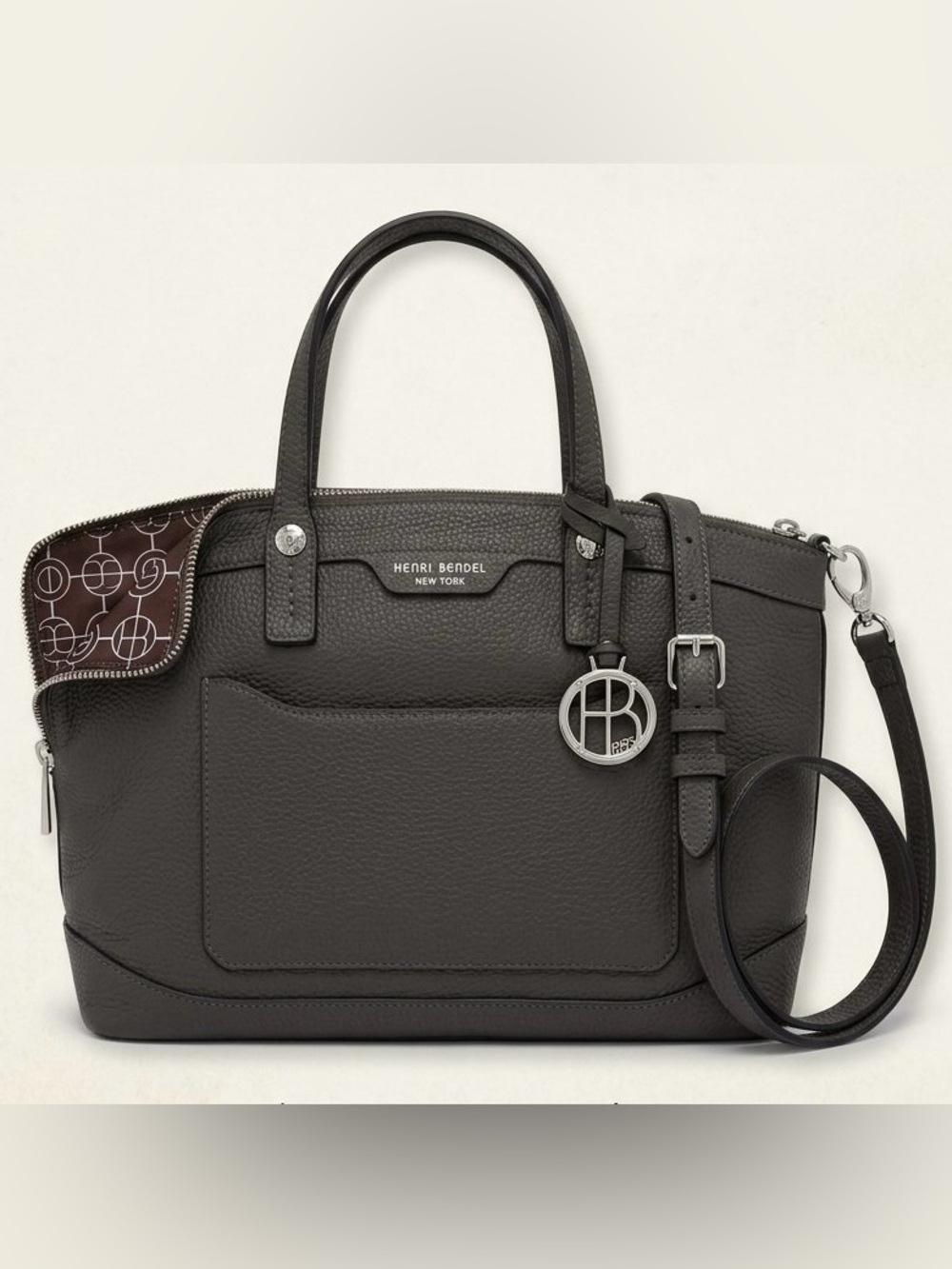 Henri Bendel Tilda Olive Pebbled Leather Satchel Bag